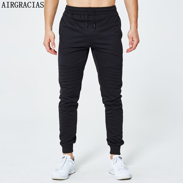 

airgracias men's long pants solid color streetwear jogger skinny mens pant mirco sweatpants men joggers us/eu size s-xxl, Black