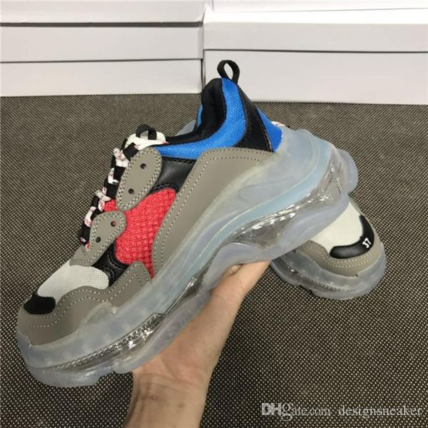 

men women luxury designer casual triple s designer shoes paris 17fw triple-s sneaker dark grey 3 generation of combin leisure daddy shoes, Black