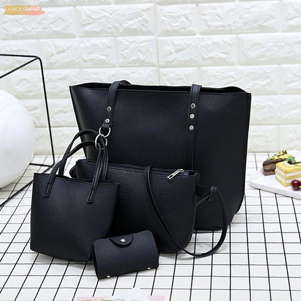 

4pcs messenger bags women ladies leather four piece shoulder crossbody bag purse clutch pouch clutch hasp wallet bag bolsas