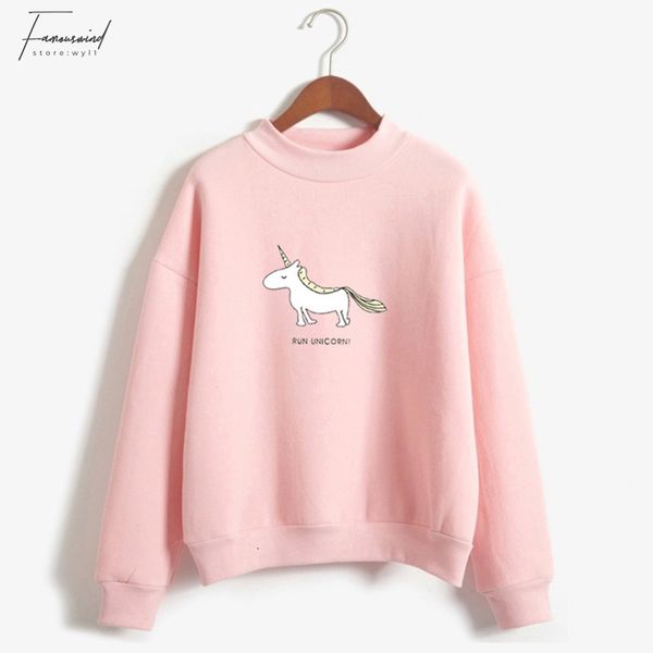 

women pullover women designer hoodies women hoodies female fleece turtleneck sweatshirt kpop autumn winter kawaii print harajuku casual, Black