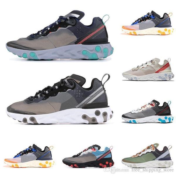 

new react element 87 undercover running shoes for men women white black neptune green blue mens trainer breathable sports sneakers