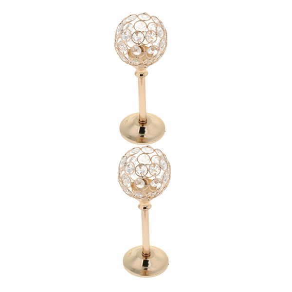 

2pcs golden 21.5cmcm crystal metal candle holder candlestick wedding holidays christmas events tabledecor ornament