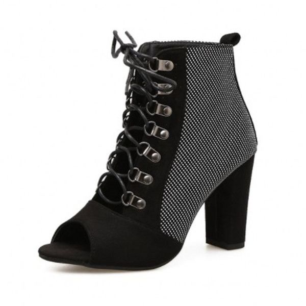 

gothic black lace up peep toe boots women botines mujer 2019 western goth punk fashion pu fall ladies booties shoes ankle boots