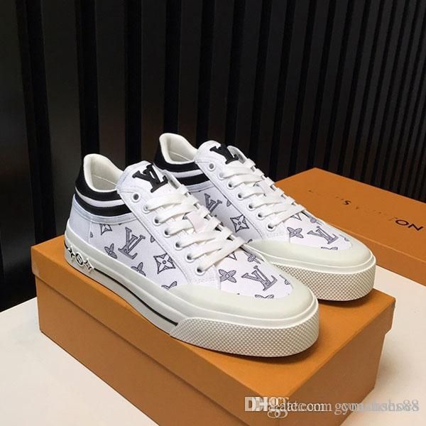 

fashion men skateboard shoes luxury low help casual tennis shoes canvas print classic basketball gym shoes with original box, Black