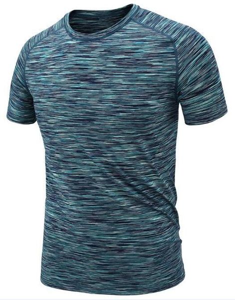 

2019 men's tight clothes running short-sleeved quick-drying t-shirt 379, Black;blue