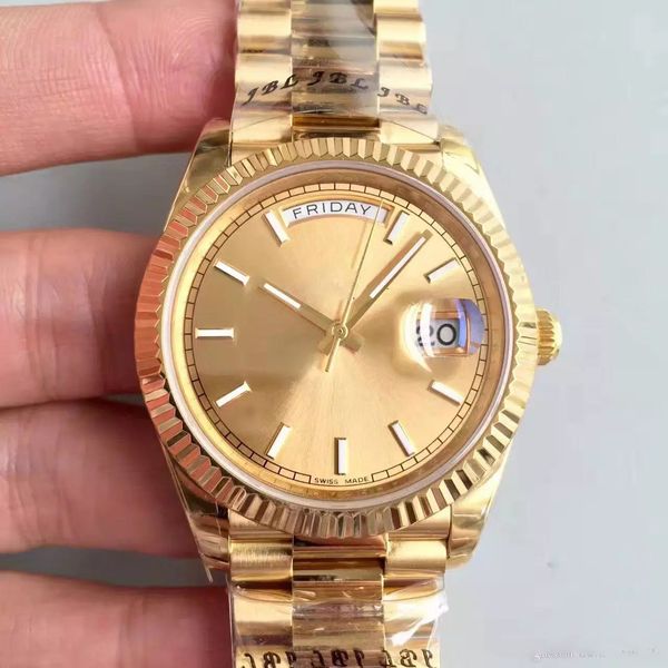 

men's luxury sport watch 18k gold series 40mm gold dial 2813 automatic movement sapphire original clasp, Slivery;brown