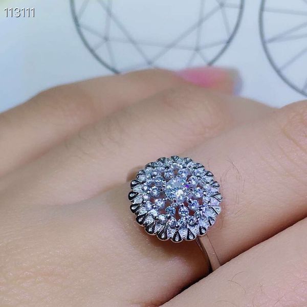 

meibapj glittering natural moissanite gemstone fashion flower ring for women 925 sterling silver fine wedding jewelry, Golden;silver