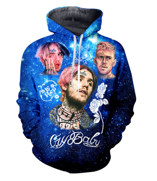 

new fashion couples men women hd lil peep funny 3d print hoodies sweatshirt jacket pullover rw08, Black