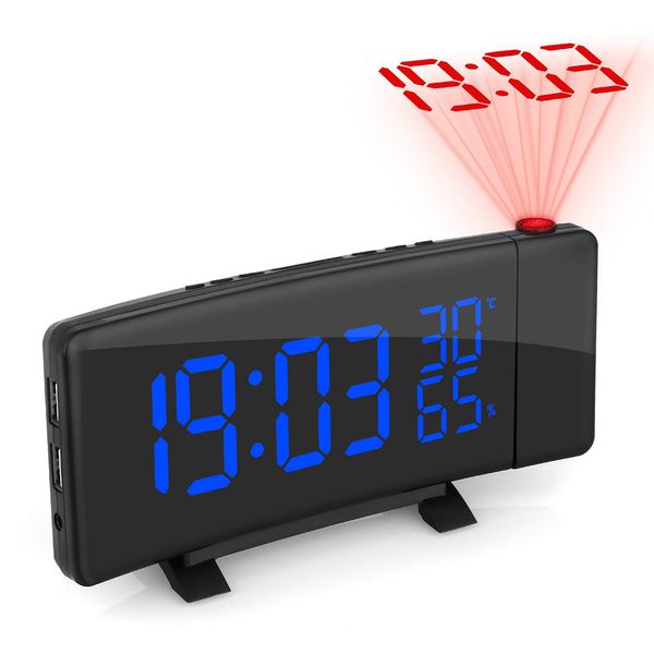 

sleep timer gift humidity digital projection dimmable fm radios indoor home deskusb charging alarm clock temperature display