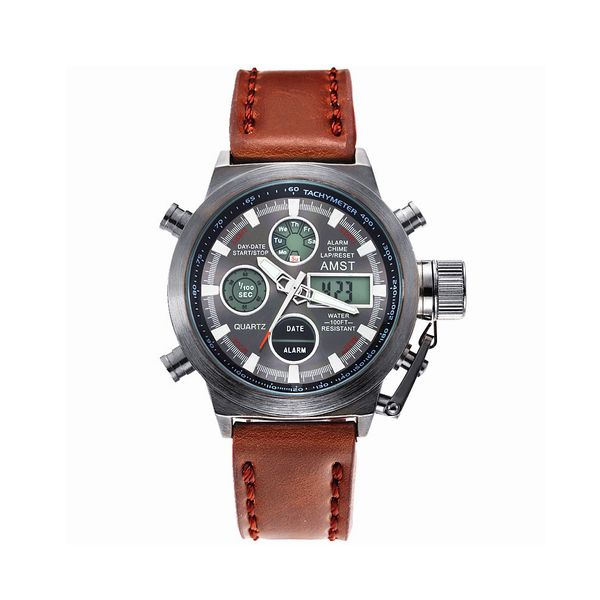 

fashion waterproof watches mens dive running led sports quartz wristwatch watch, Slivery;brown
