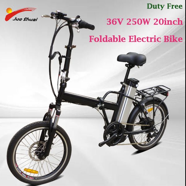 

duty new 20'' folding electric bicyle 36v 10ah lithium battery with led display brushless rear hub motor 6 speed e bike