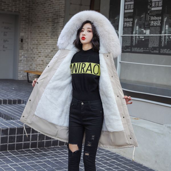 

women's winter jacket women clothes 2019 coat female korean vintage parkas fur collar warm lining parka manteau femme zt3995, Tan;black