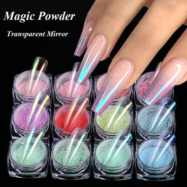

ins dream aurora nail glitter shimmer powder mermaid nail art decoration manicure chrome mirror dipping powder, Silver;gold