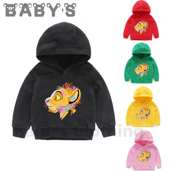 

children hooded hoodies kids cartoon lion king mufasa&simba&scar funny sweatshirts baby pullover girls boys clothes,kmt5296, Black