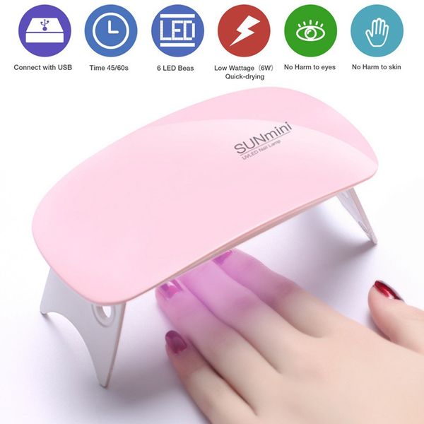 

6 w uv/led lamp mini portable nail dryer usb cable for the gift estic use nail polish gel dryer usb lamp manicure ptherap