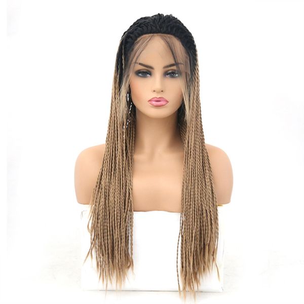 New Ombre Color Black Brown Lace Front Braid Wigs 16 26 Inch High