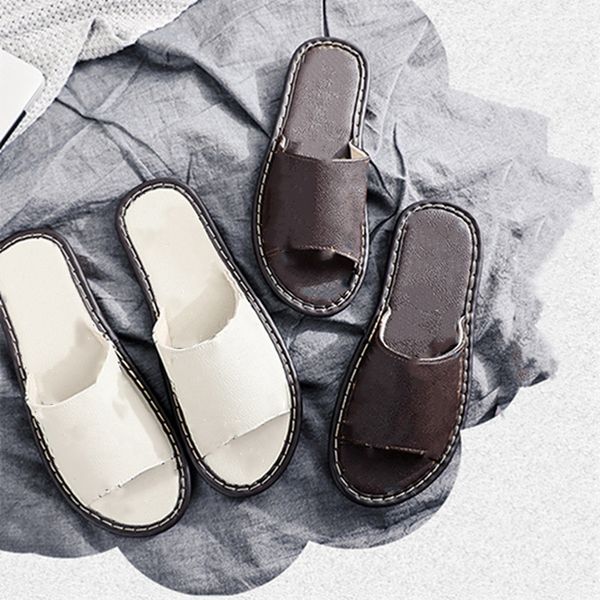 

women brand men slippers brand leather summer shoes non-slip soles sandals stylish couple shoes beachwear outdoor 0149, Black