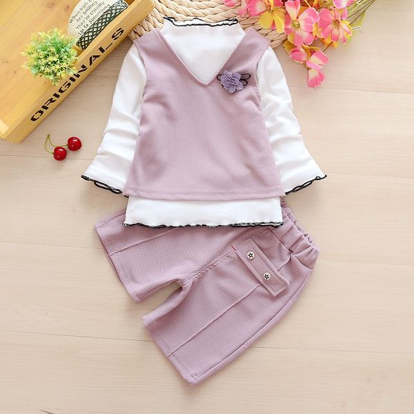 

spring children's set 3 pcs baby girl clothing set baby summer children's sports suit, White
