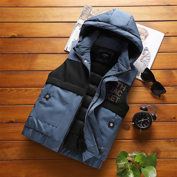 

winter new amazon 2020 men's hooded vest business loose thick large size wild youth handsome trend, Black;white