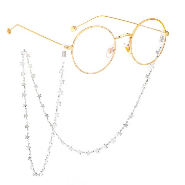 

jgl003 stainless steel handmade chain handmade star shape rope glasses chain reading glasses europe charm lady jewelry, Silver