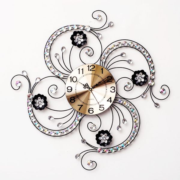 

european creative wrought iron wall clock modern home beautiful living room mute clock simple fashion decorative quartz