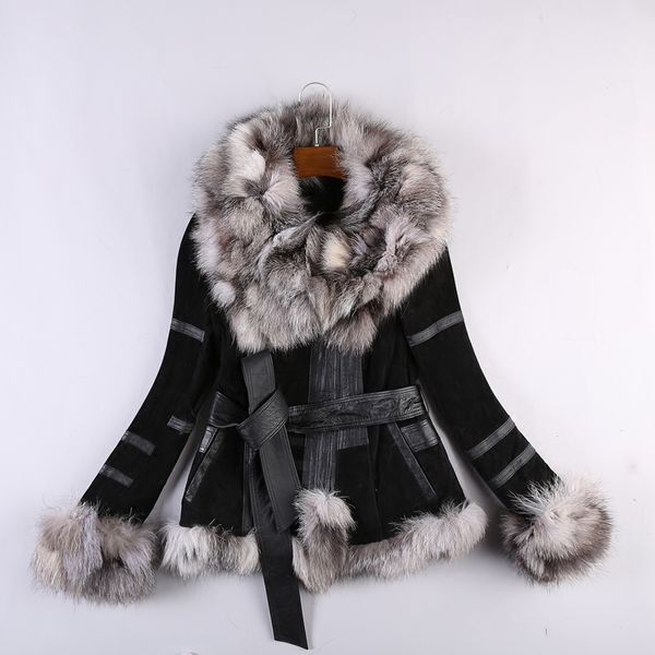

куртка женская из натуральной кожи зимняя из натурального меха gl0006, Black