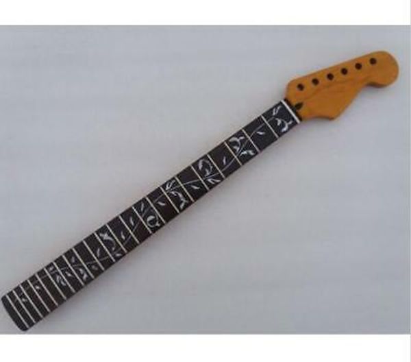 

yellow maple electric guitar neck 22 fret vine inlay for stratocaster style p2