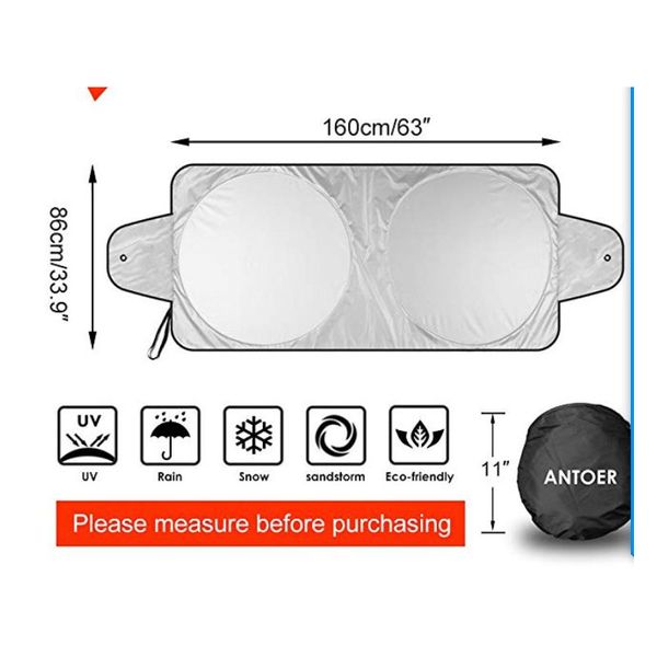 

car window sunshade sun and snow two-in-one car sunscreen coated silver cloth 160 Ã 86 cm