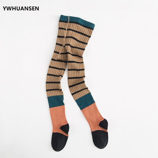 

ywhuansen 1 to 7 yrs double needle striped child tights vintage children's cotton tights baby clothing children pantyhose pants, Blue