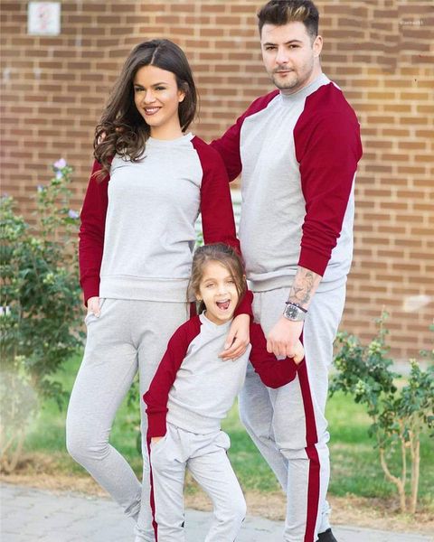 

striped printed sports tracksuits luxury designer mens tracksuits plus size family long sleeve o neck couples 2pcs sets autumn, Gray