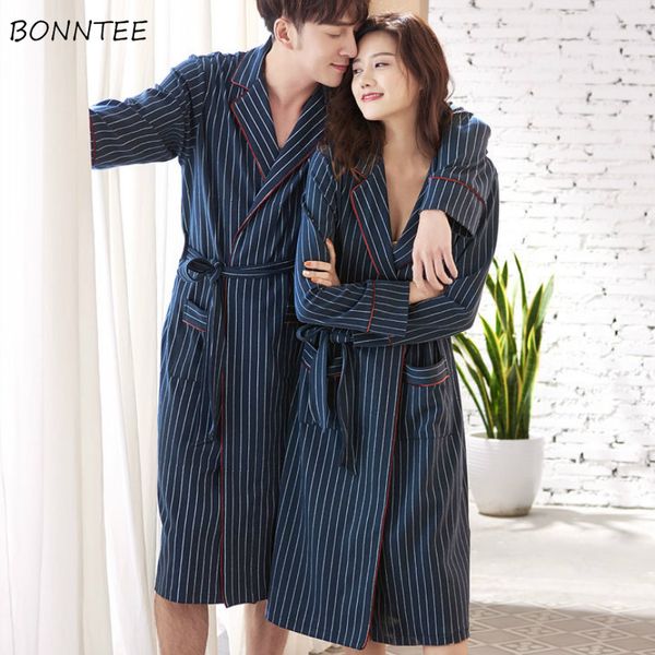 

robes men solid spring autumn cotton soft plus size 3xl simple mens bathrobes loose couples long sleeve comfortable, Black;brown