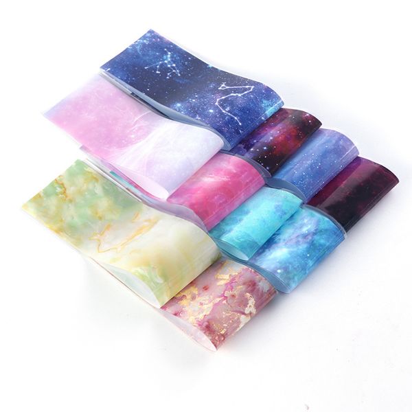 

10pcs/set nail foils for manicure marble shining stone designs transfer stickers starry sky adhesive wraps decals, Black