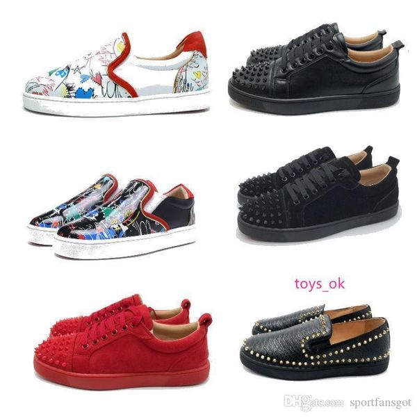 

bottom spike red shoes 2019 mix lace up designer shoes loafers slip on leather suedue luxury casual shoes size 35-46 with box