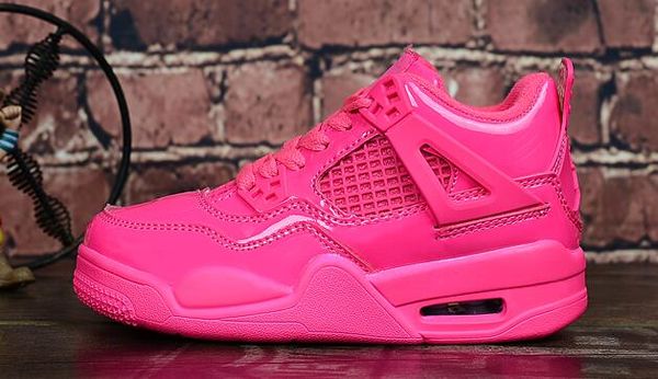 

отлично дети детская обувь дизайнерские новые 4 4s чикаго черный белый синий розовый желтый gym red 4s обувь для мальчиков девочек детей, Black