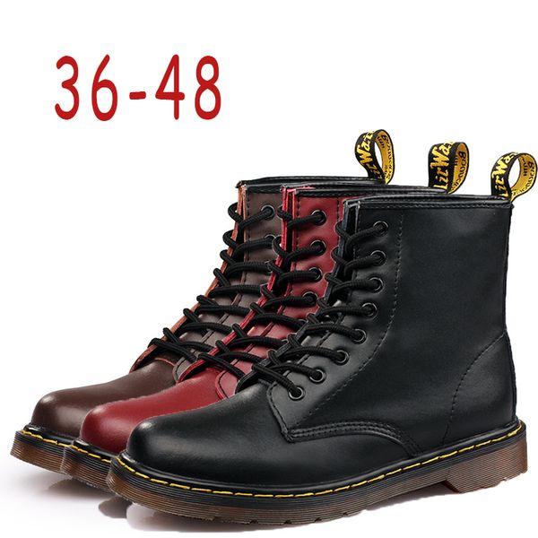 

eur48 winter new brand men's boots martens leather warm shoes motorcycle mens ankle boot doc martins fur women's oxfords shoes plu, Black