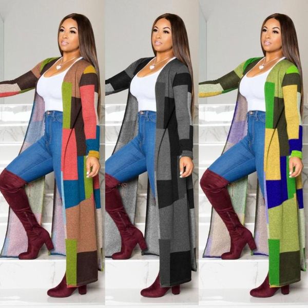 

fashbion контрастные цвета женщины повседневная длинные пальто длинные рукава 2020 весна осень v шеи no закрытый голеностопного длина пальто, Tan;black