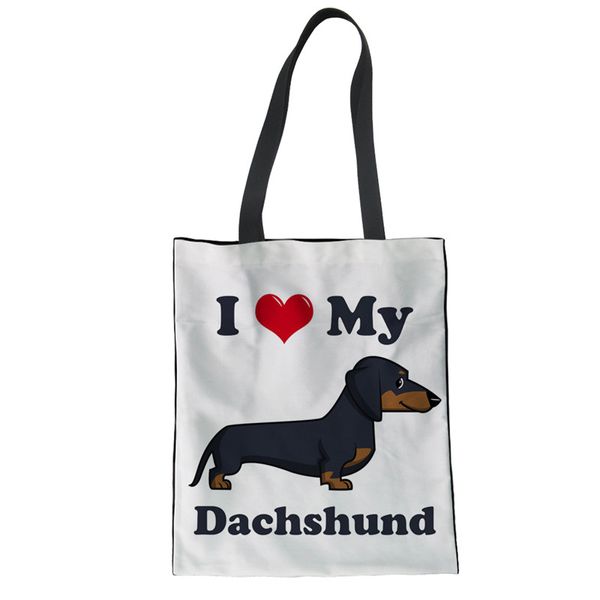 

thikin dachshund women canvas shopping bag female cotton shoulder tote bags girls large capacity daily use canvas handbag custom