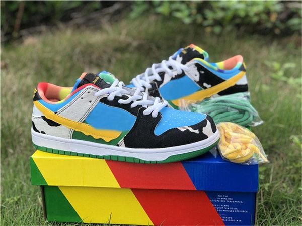 

a2020 authentic ben & jerry's x sb dunk low pro qs chunky dunky basketball shoes men lagoon pulse university gold cu3244-100 sne
