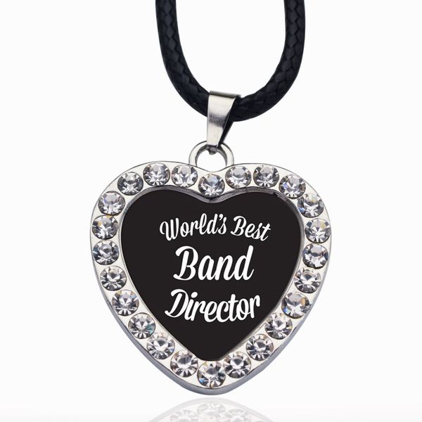 

world's band director circle charm necklace jewelry fashion popular beads chain crystal grain pendant necklace, Bronze;silver