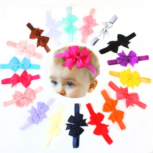 2019 Baby Boy Girl Bow Hairband Children Solid Color Elastic