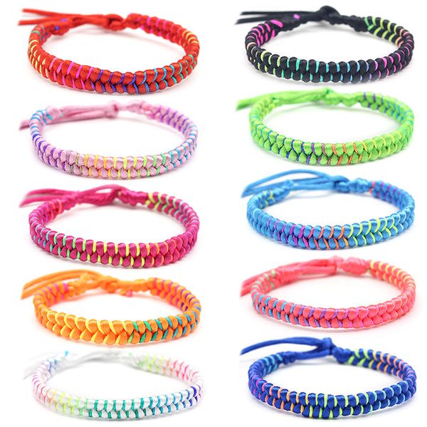 Nepal Boho Mão Weave Trançado Pulseiras de fio de algodão colorido Mulheres Bohemian Vintage Corda Ethnic Bangle Pulseira amigo Jóias