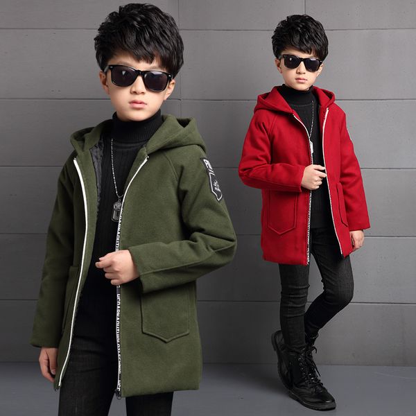 

children's clothing new boy's coat long-sleeved thickening quilted jacket green red brown color 4-14 ages ing, Blue;gray