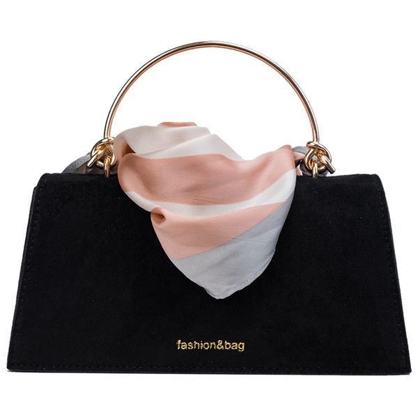 

suede silk scarf strap women messenger bag female shoulder bag nubuck pu leather crossbody bags fashion metal handle tote bags