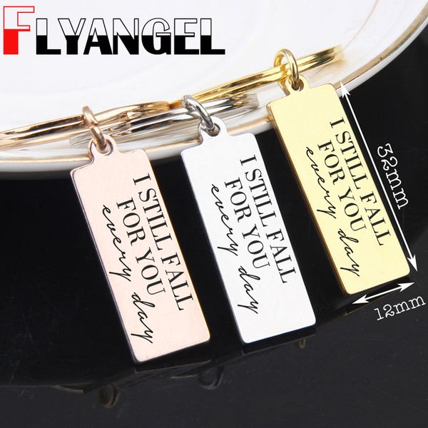 

flyangel fashion keyring engraved i still fall for you every day cute keychain gifts for boyfriend girlfriend valentines couples, Silver