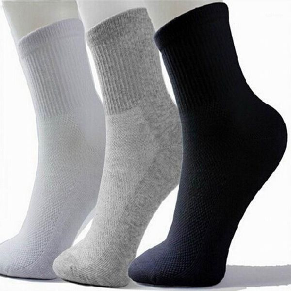 

men athletic socks sport basketball long cotton socks male spring summer running cool soild mesh socks for all size, Black