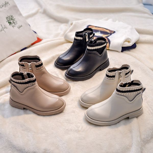 

new 2019 girls boots fashion kids boots for baby girls autumn winter cotton warm brand little children martin shoes, Black;grey