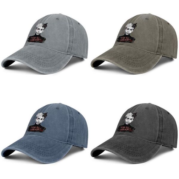 

xxxtentacion x black and white grey for men women trucker denim cap design fitted golf sports vintage team personalised hats, Blue;gray