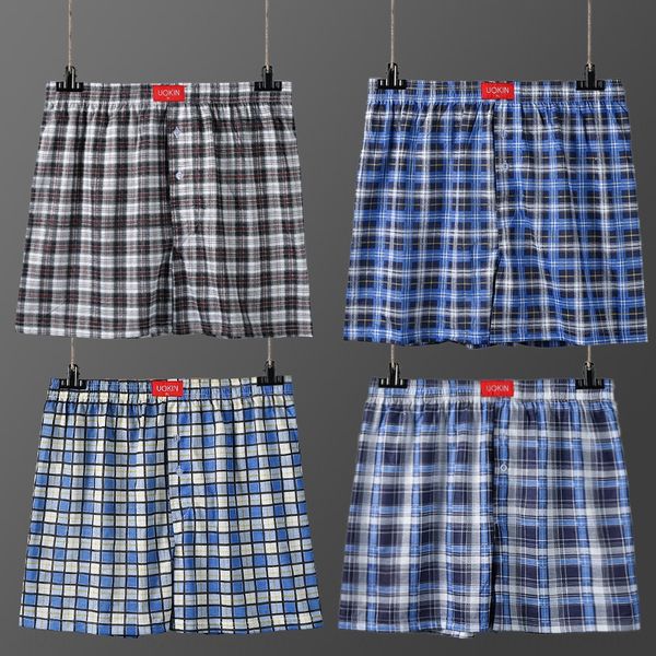 

cfclo casual men's colorful plaid three-part shorts cool and comfortable loose boxer pants casual men's underwear colorful plaid u, Black;white