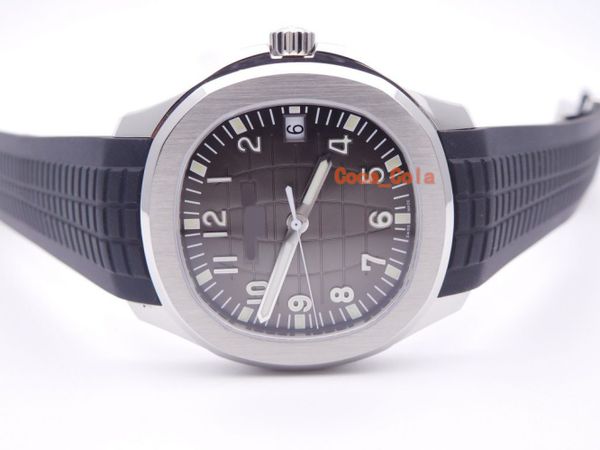 

automatic men black dial silver skeleton rubber band 41mm transparent back aquanaut 5167/1a -001 watch monor hemmo mens luxury w, Slivery;brown