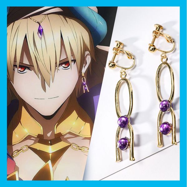 

game fate grand order gilgamesh earrings cosplay fgo earring ear stud costume accessories, Golden;silver